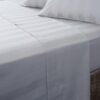 Hotel White Stripe 230 Thread Count 100% Cotton Flat Sheet