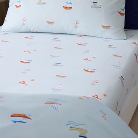 Set of 2 Little Boats Fitted Bed Sheets Set of 2 Little Boats Fitted Bed Sheets