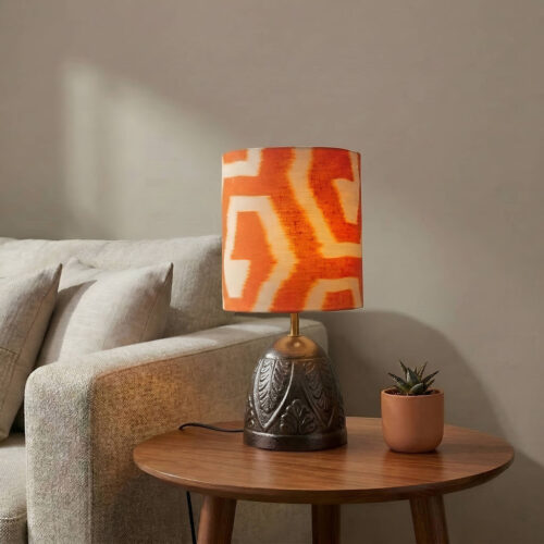 'Amber Sunset' Metal Decorative Table Lamp (39.8 Cm, Without Bulb, Hand-Etched) 'Amber Sunset' Metal Decorative Table Lamp (39.8 Cm, Without Bulb, Hand-Etched)