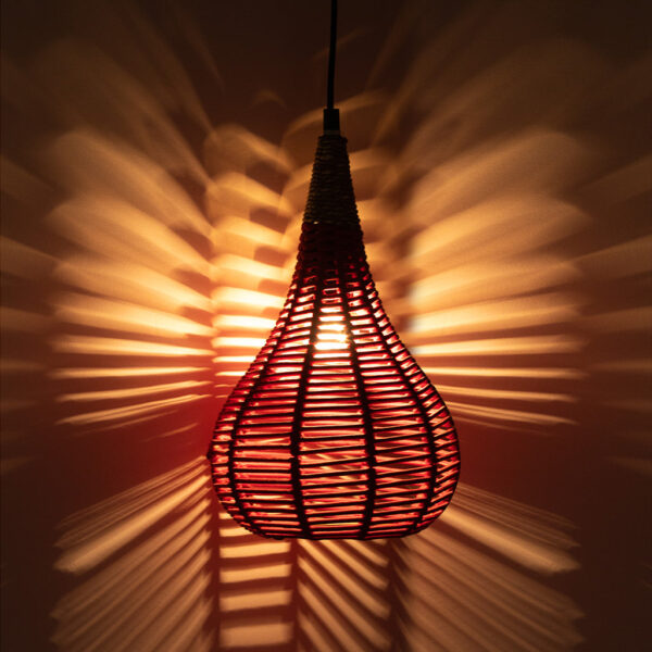 'Cotton Paradise' Handwoven Conical Hanging Pendant Lamp In Cotton Rope & Iron (35.6 cm)