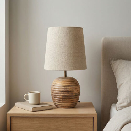 'Gentle Tones' Decorative Table Lamp In Mango Wood (40.1 Cm, Without Bulb, Handcrafted)