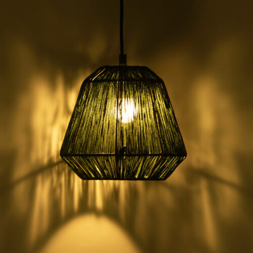 'Jute Gleams' Handwoven Cylindrical Hanging Pendant Lamp In Jute & Iron (22.9 cm) 'Jute Gleams' Handwoven Cylindrical Hanging Pendant Lamp In Jute & Iron (22.9 cm)