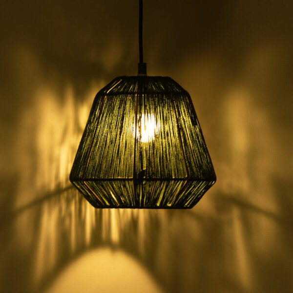 'Jute Gleams' Handwoven Cylindrical Hanging Pendant Lamp In Jute & Iron (22.9 cm) 'Jute Gleams' Handwoven Cylindrical Hanging Pendant Lamp In Jute & Iron (22.9 cm)