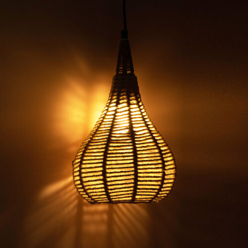 'Jute Marvels' Handwoven Conical Hanging Pendant Lamp In Jute & Iron (35.6 cm) 'Jute Marvels' Handwoven Conical Hanging Pendant Lamp In Jute & Iron (35.6 cm)