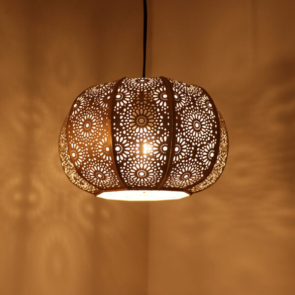 'Moroccan Grandeur' Hand-Etched Pendant Lamp In Iron (20.3 cm, Matte Finish) 'Moroccan Grandeur' Hand-Etched Pendant Lamp In Iron (20.3 cm, Matte Finish)