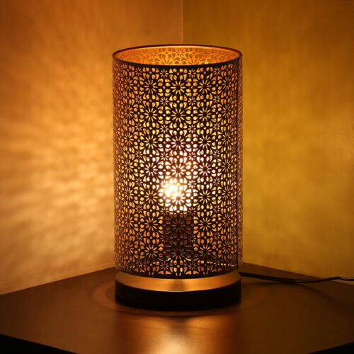 'Moroccan Shimmer' Hand Etched Iron Table Lamp (30.5 cm, White) 'Moroccan Shimmer' Hand Etched Iron Table Lamp (30.5 cm, White)