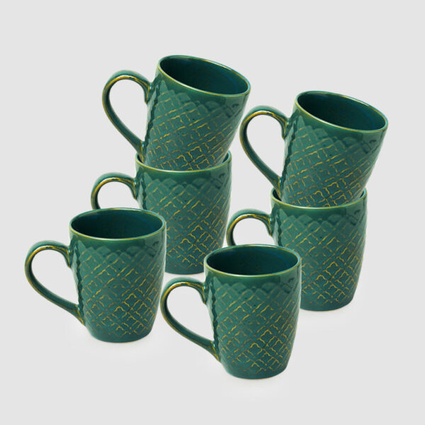 Moroccan Turqouise Handcrafted Printed Ceramic Tea Cups Coffee Mugs (Set Of 6, 300 ML Each) Moroccan Turqouise Handcrafted Printed Ceramic Tea Cups Coffee Mugs (Set Of 6, 300 ML Each)