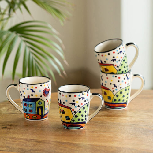 The Hut Jumbo Cuppas Hand-Painted Ceramic Coffee And Tea Mugs (Set Of 4) The Hut Jumbo Cuppas Hand-Painted Ceramic Coffee And Tea Mugs (Set Of 4)