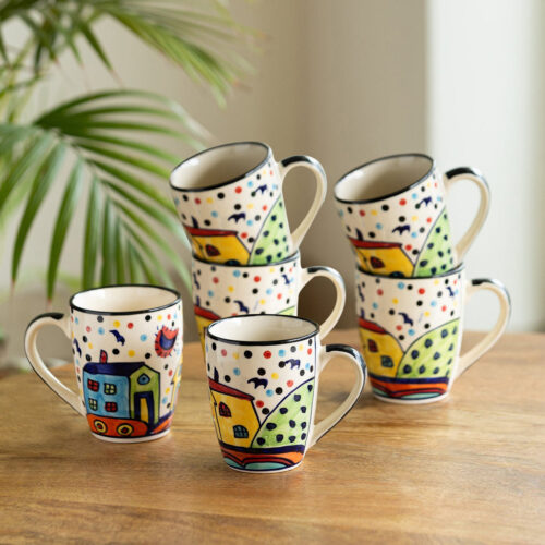 The Hut Jumbo Cuppas Hand-Painted Ceramic Coffee And Tea Mugs (Set Of 6) The Hut Jumbo Cuppas Hand-Painted Ceramic Coffee And Tea Mugs (Set Of 6)