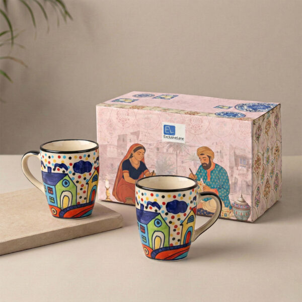 'The Hut Jumbo Cuppas' Hand-Painted Mugs In Ceramic (Set Of 2)